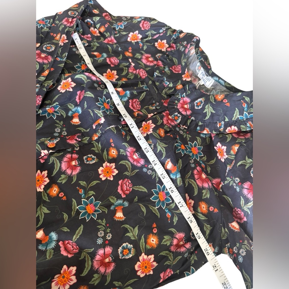 Pink City Prints NWT Nancy Dress‎ Chatsworth Floral Ruffle Collar Cotton Midi L - Picture 7 of 11